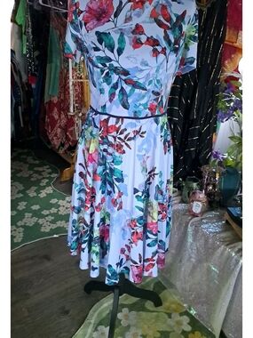 Secret Garden Waltz Floral Fit & Flare Midi Dress • Maggy London • Size 8